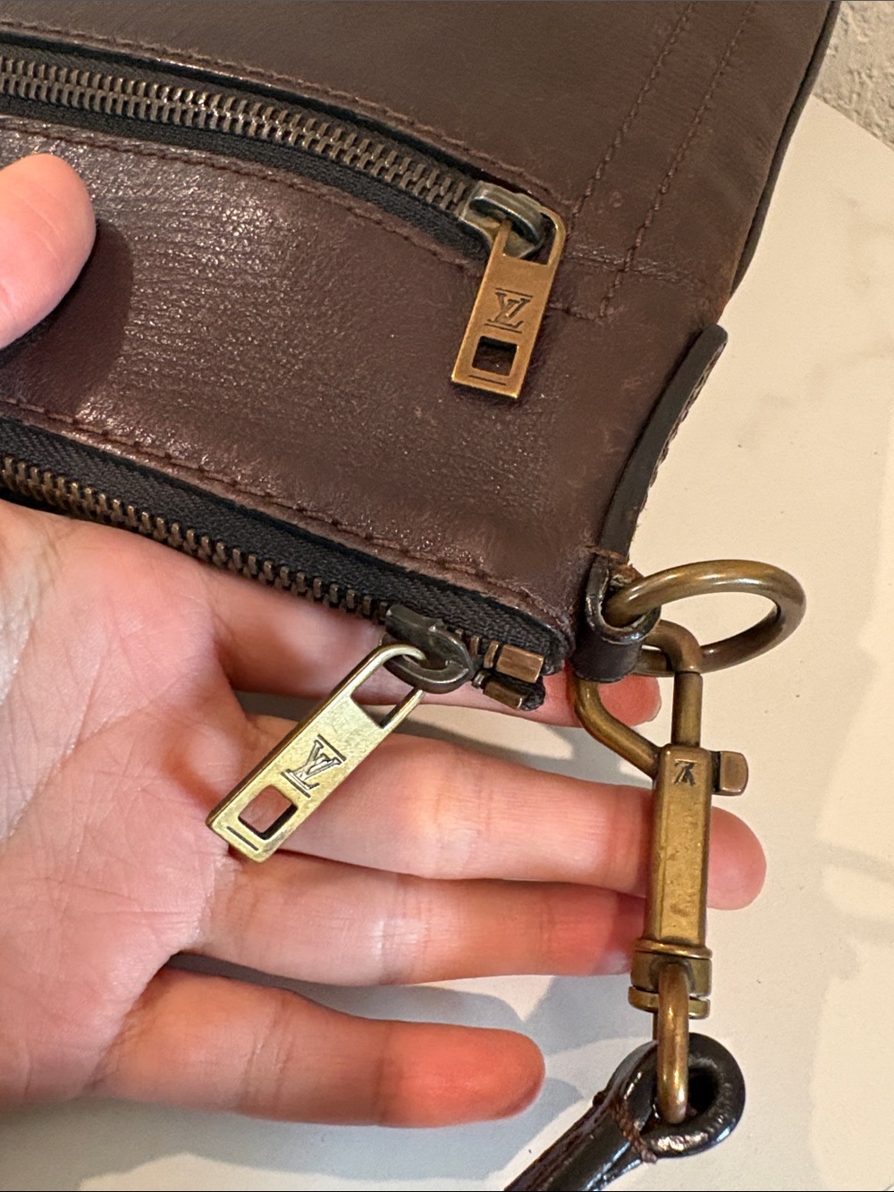LOUIS VUITTON MM Pochette Chauny Shoulder Bag Brown Utah - Picture 7 of 16